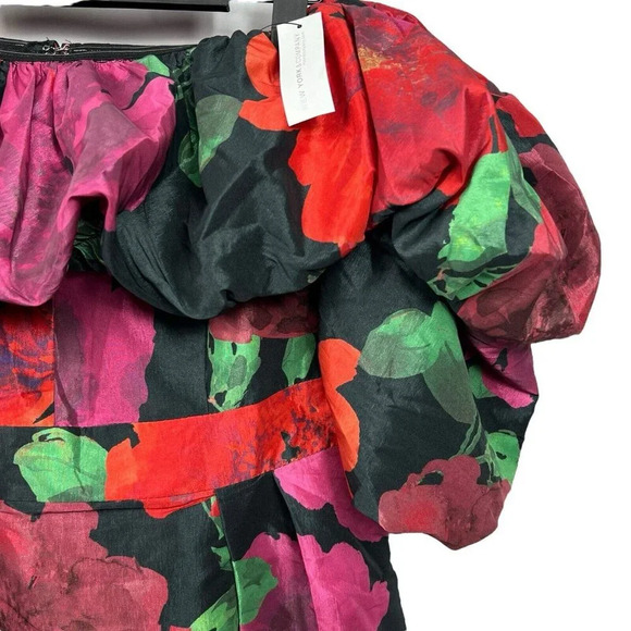 New York & Company Floral Print Off Shoulder Flare Dress Multicolor Sz Large NWT - Picture 5 of 13